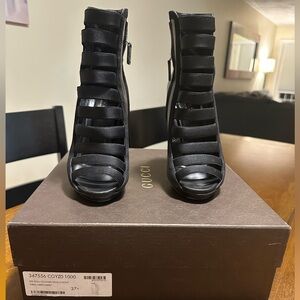 Gucci Black Strappy Open Toe Booties